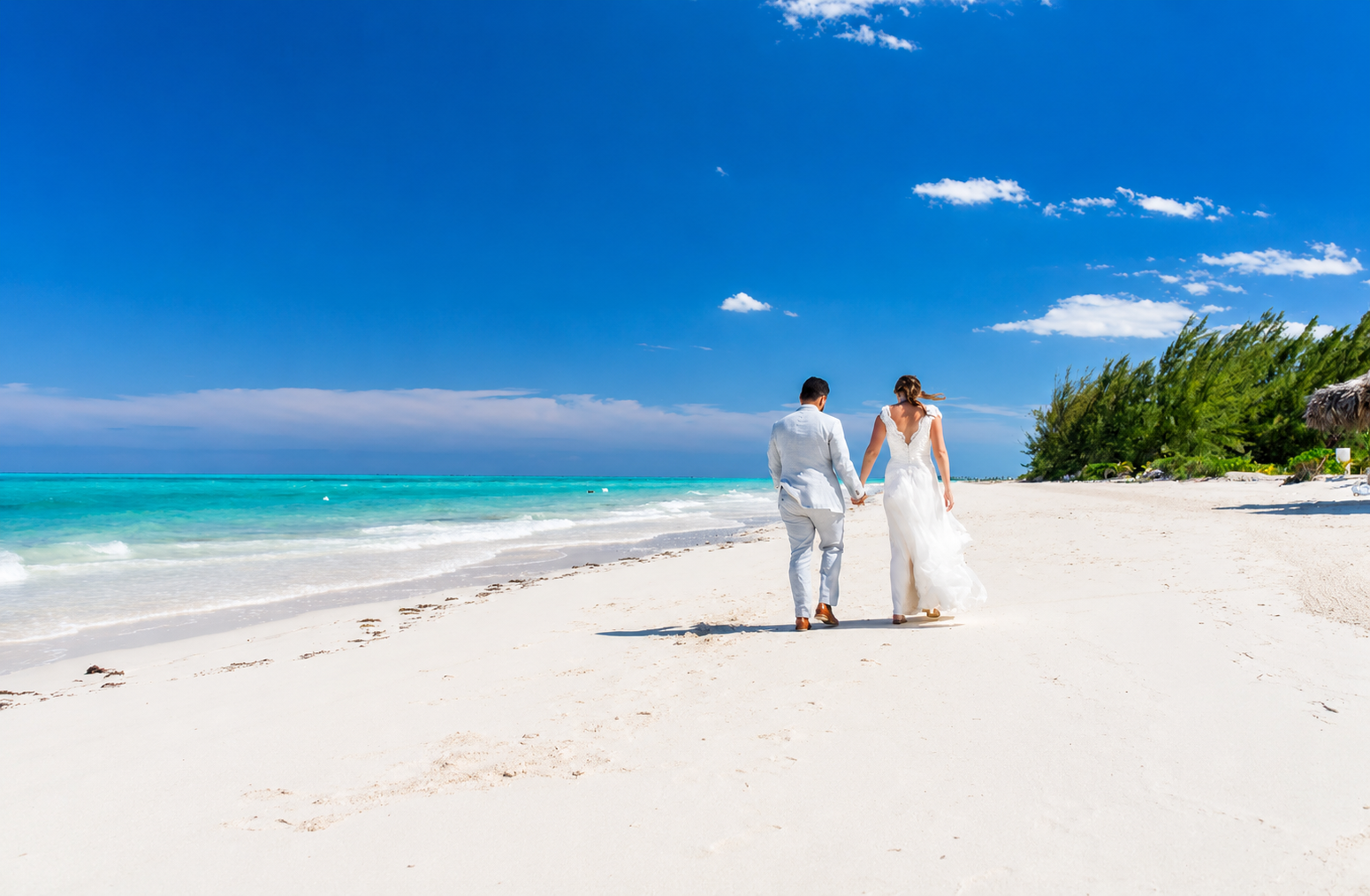 beach wedding walk